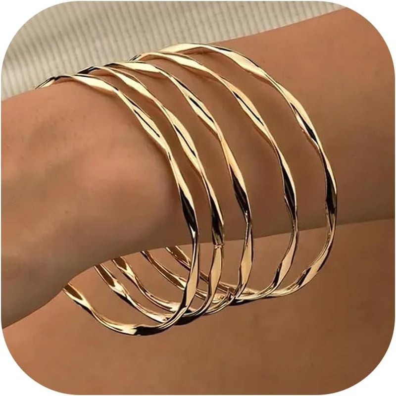 RINTOLER Store 16Pcs Gold Bangle Bracelets for Women - Multi Layer Stackable Textured Bracelets Boho Jewelrys Set. - Image 1